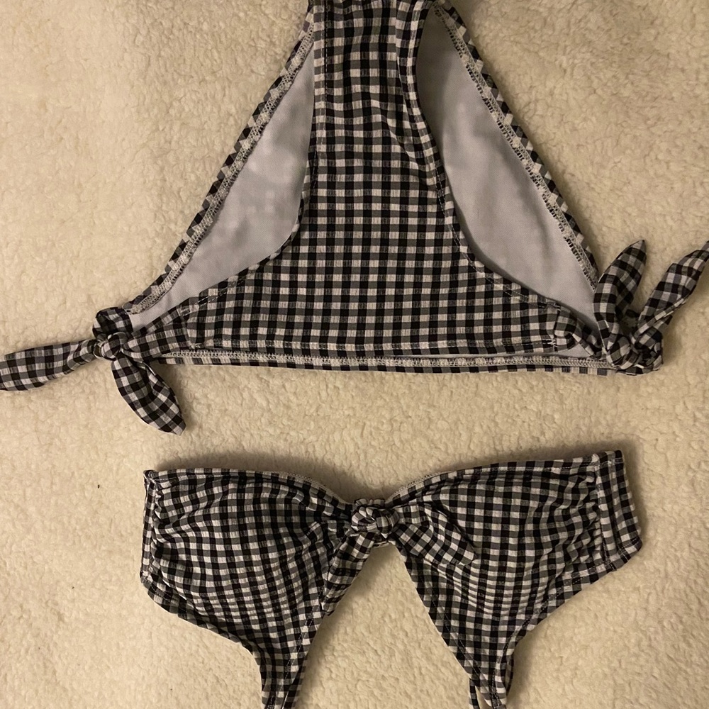Checkered Print Tie Bikini